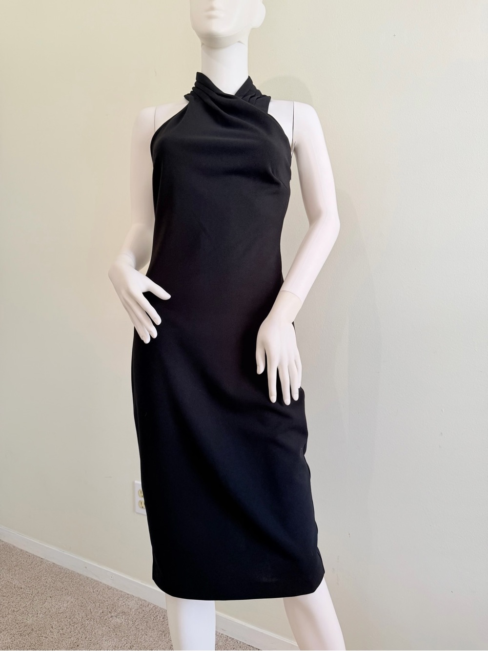 RACHEL Rachel Roy Black One-Shoulder Twist Neck Midi Dress